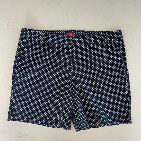 Izod Athletic Cotton Spandex 6.5" Sporty Golf Print Pattern Shorts Navy+Wht Sz 8 - Picture 10 of 11